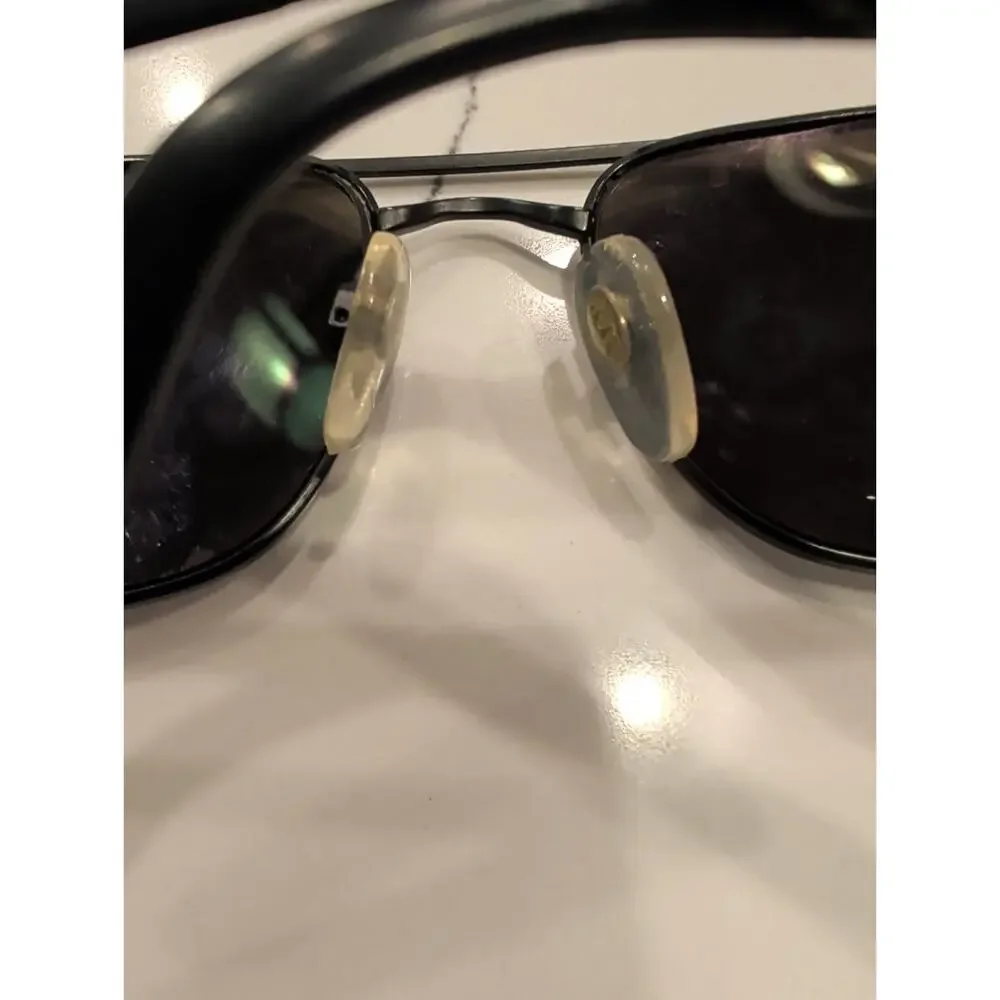 Revo 3014 001/62 Vintage Black Aviator Sunglasses Blue Mirror Lens Italy Wrap